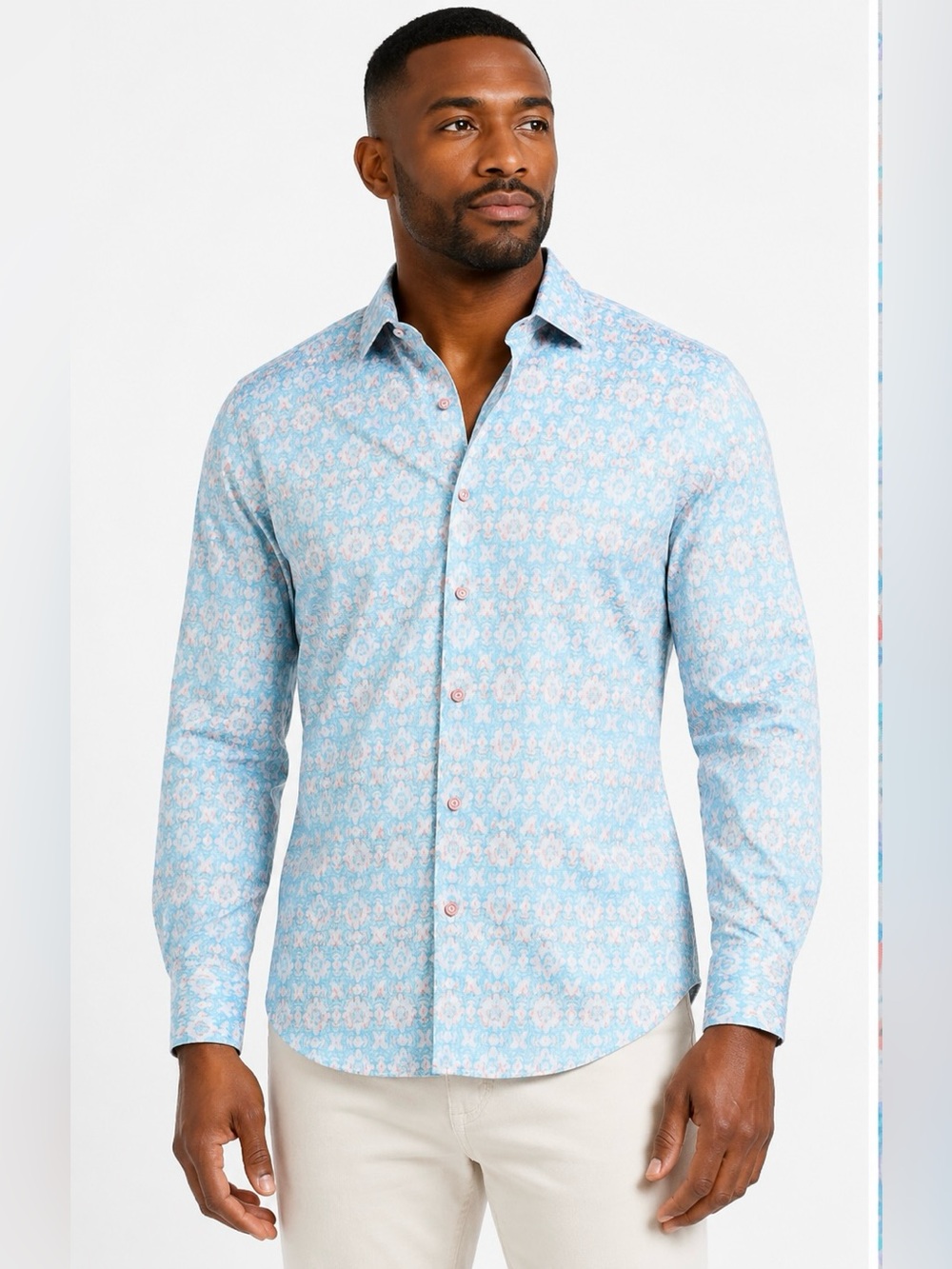 Robert Graham Men's Light Blue Floral Long-Sleeve Shirt Size XL NWT